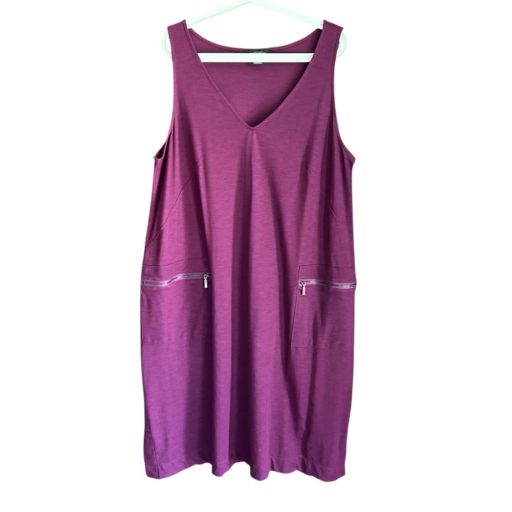 Michel Studio Collection V-Neck Sleeveless Dress in Plum